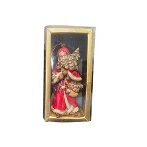 Hand-Painted Santa Claus Ornament With Gold Accents In Box